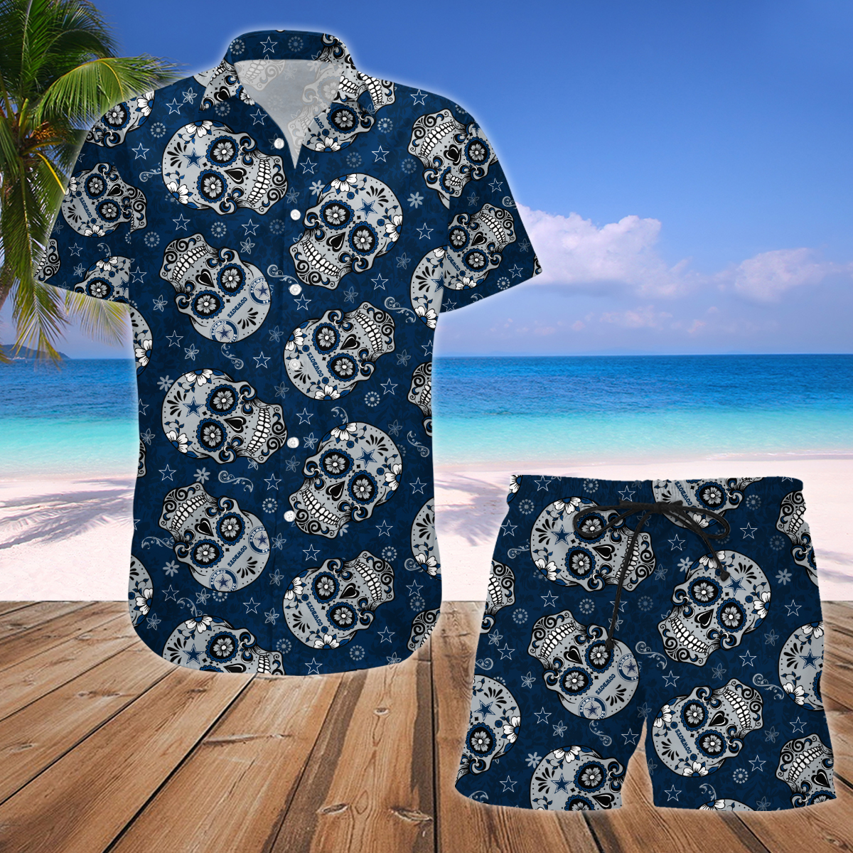 Dallas Cowboys Skull Hawaiian Shirt And Short