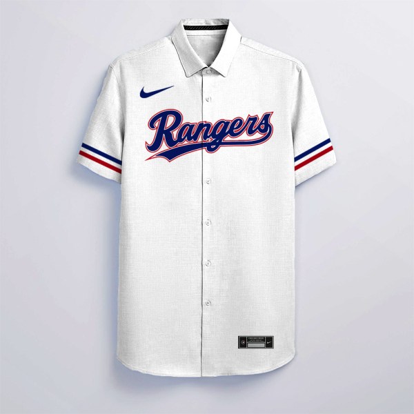 Texas Rangers MLB Custom Name White Hawaiian Shirt