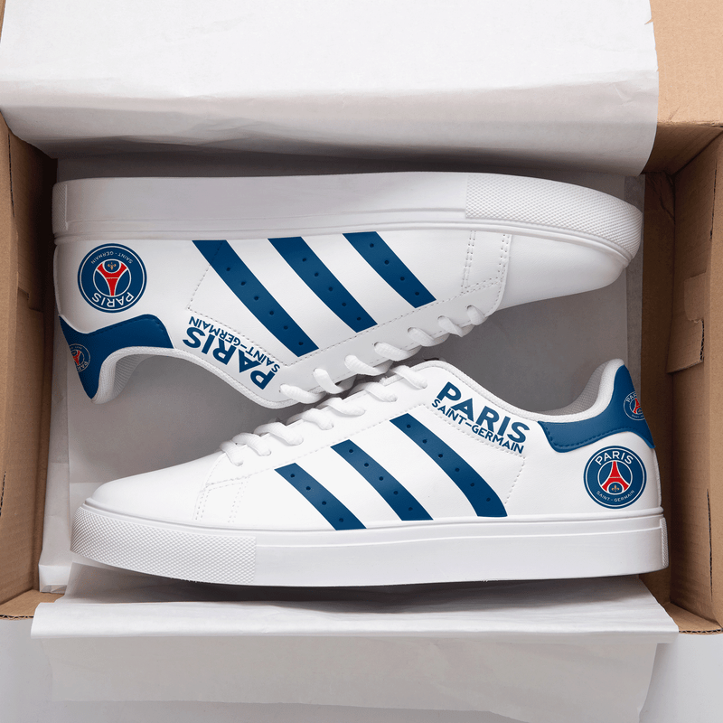 PSG White Blue 3d Over Printed Stan Smith Shoes