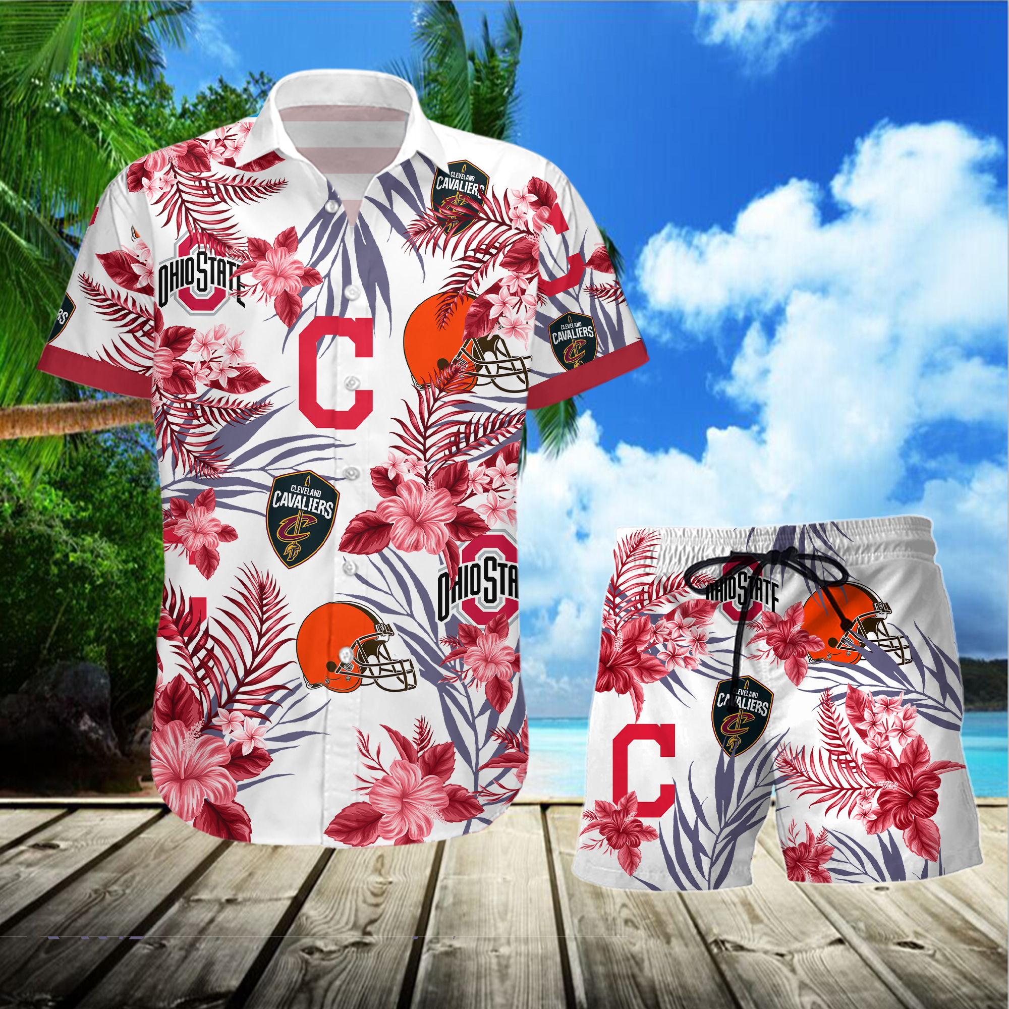 Ohio State Buckeys Cleveland Cavaliers Cleveland Indians Cleveland Browns Hawaiian Shirt