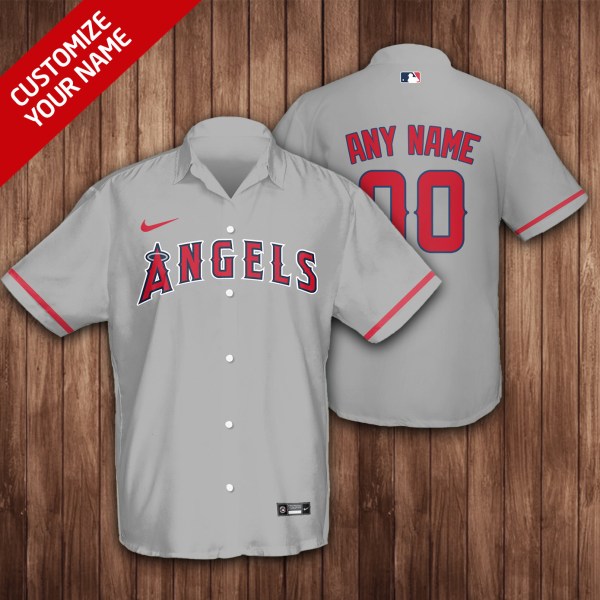 Los Angeles Angels MLB Grey Personalized Hawaiian Shirt