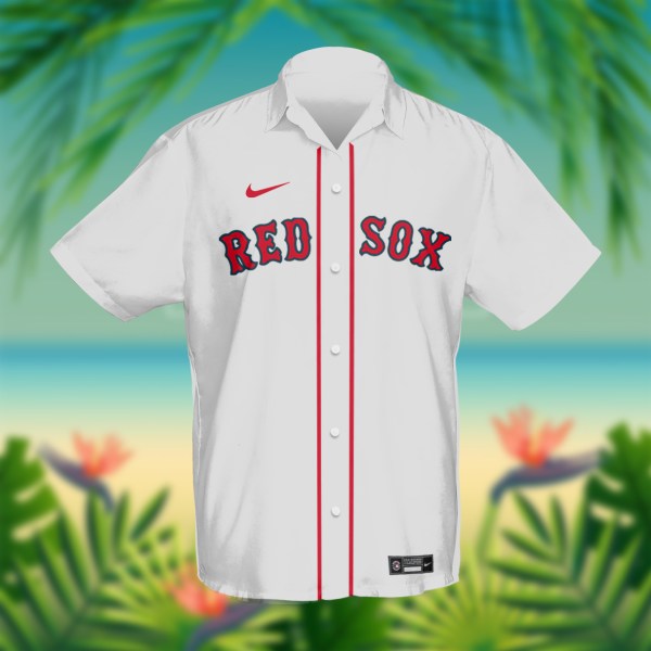MLB Custom Name Boston red sox White Hawaiian Shirt