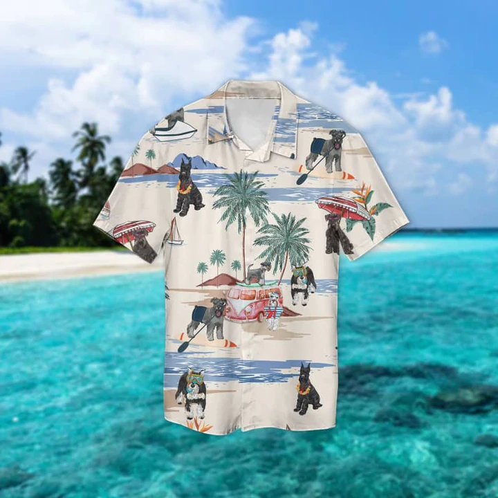 Schnauzer Summer Beach Aloha Hawaiian Shirt