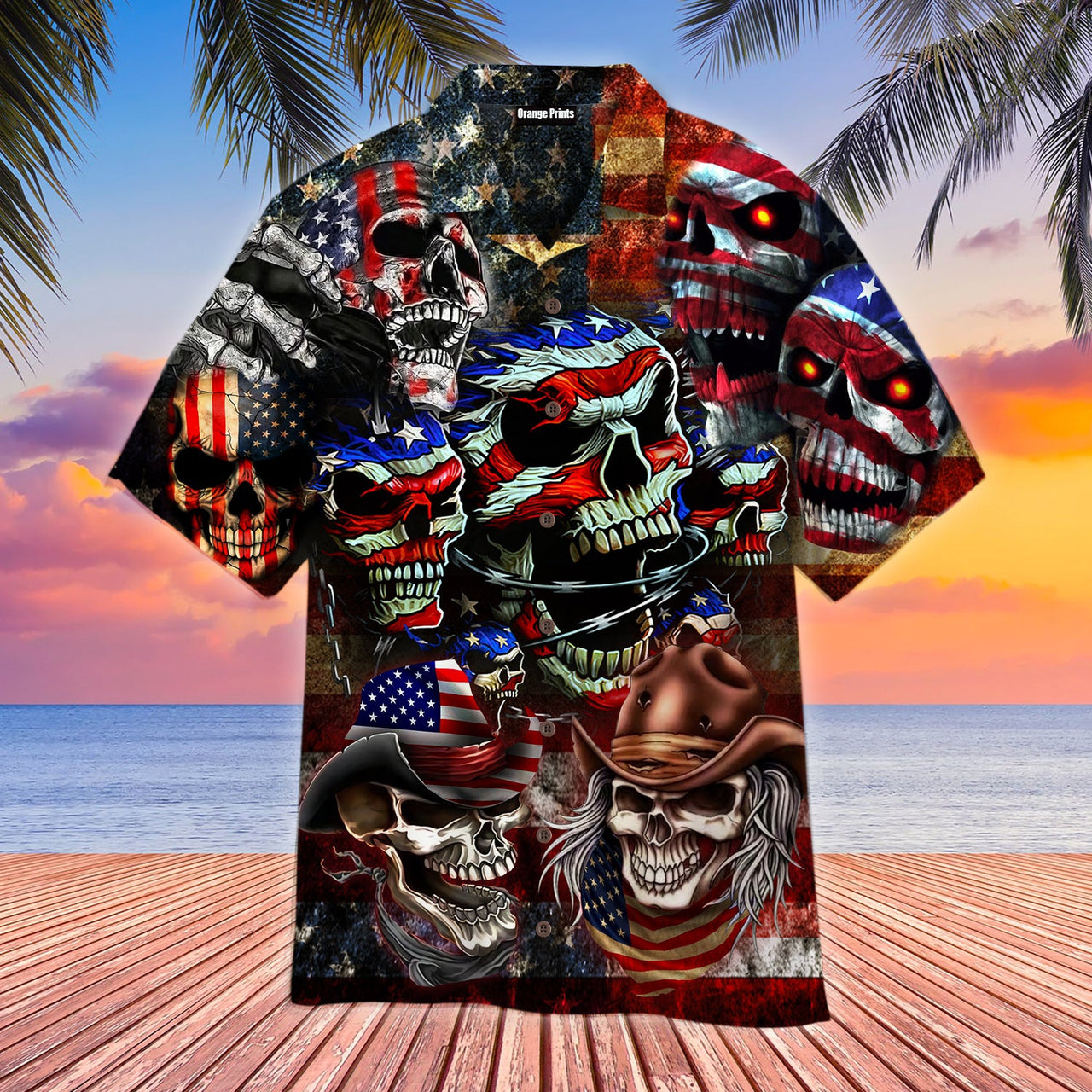 America Skull 4th Of July Hawaiian Shirt