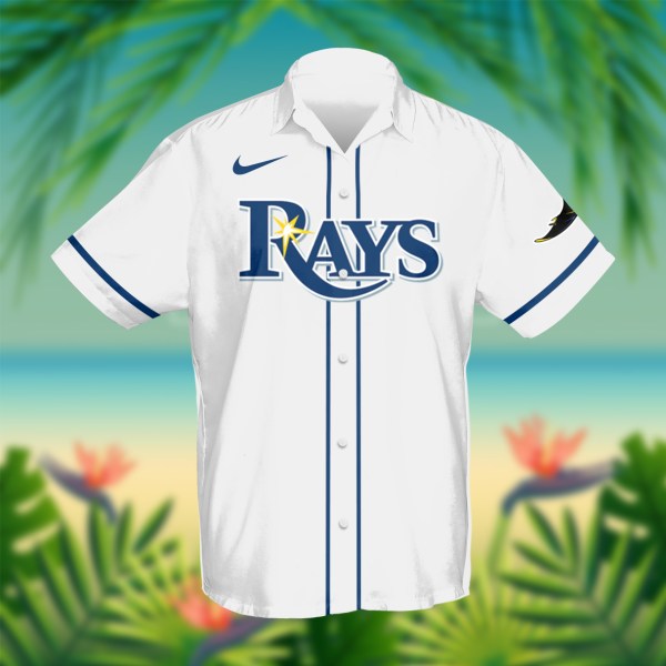 MLB Custom Name Tampa Bay Rays White Hawaiian Shirt