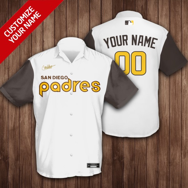 San Diego Padres MLB White Black Personalized Hawaiian Shirt