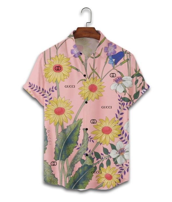 Gucci pink flower hawaiian shirt and short