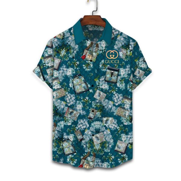 Gucci floral bag blue hawaiian shirt and short