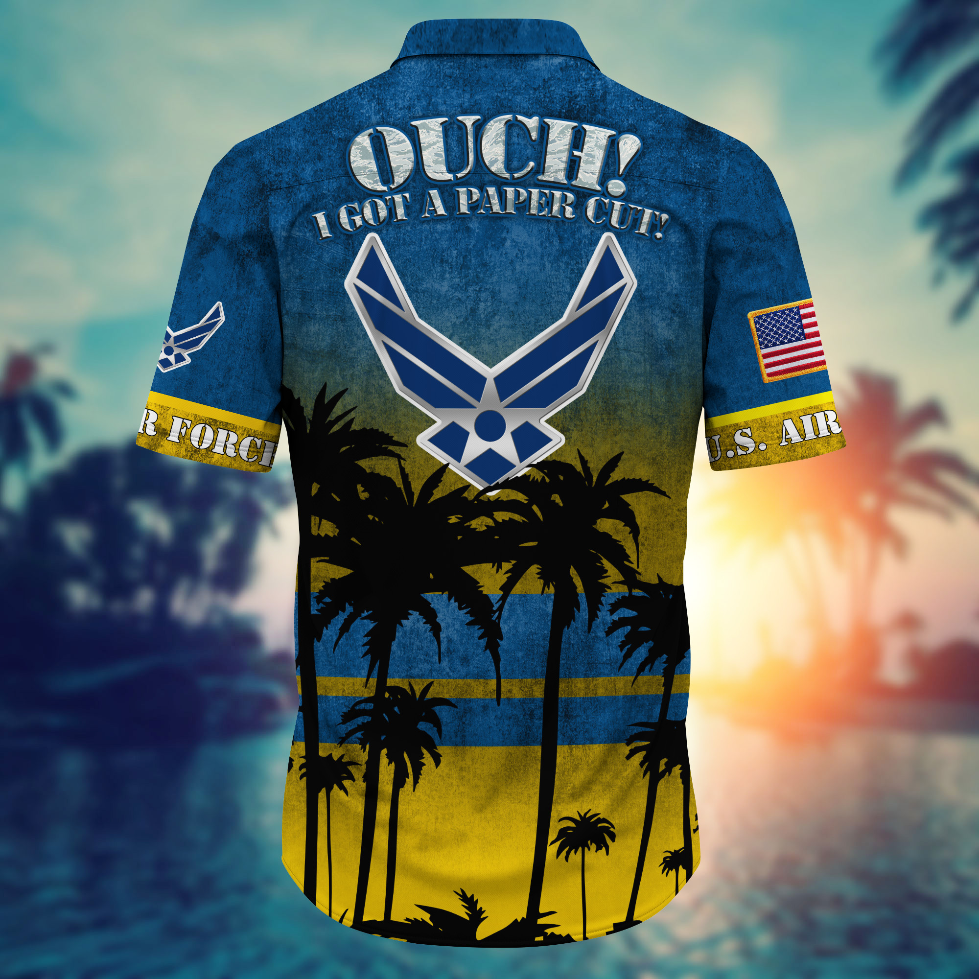 US Air Force Military Custom Name And Rank Hawaiian Shirt