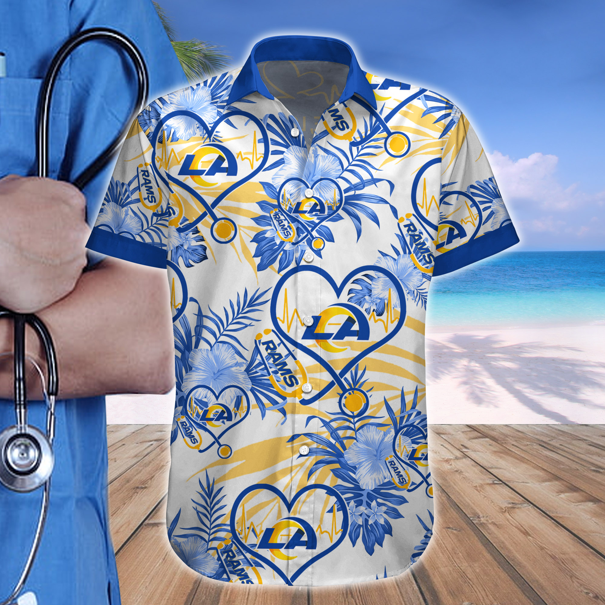 Nurse Love Los Angeles Rams Hawaiian shirt
