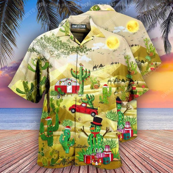 Christmas holiday life is better with cactus full print hawaiian shirt