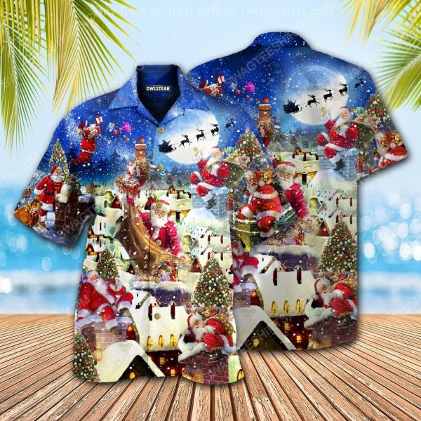 Christmas holiday santa claus can deliver presents hawaiian shirt