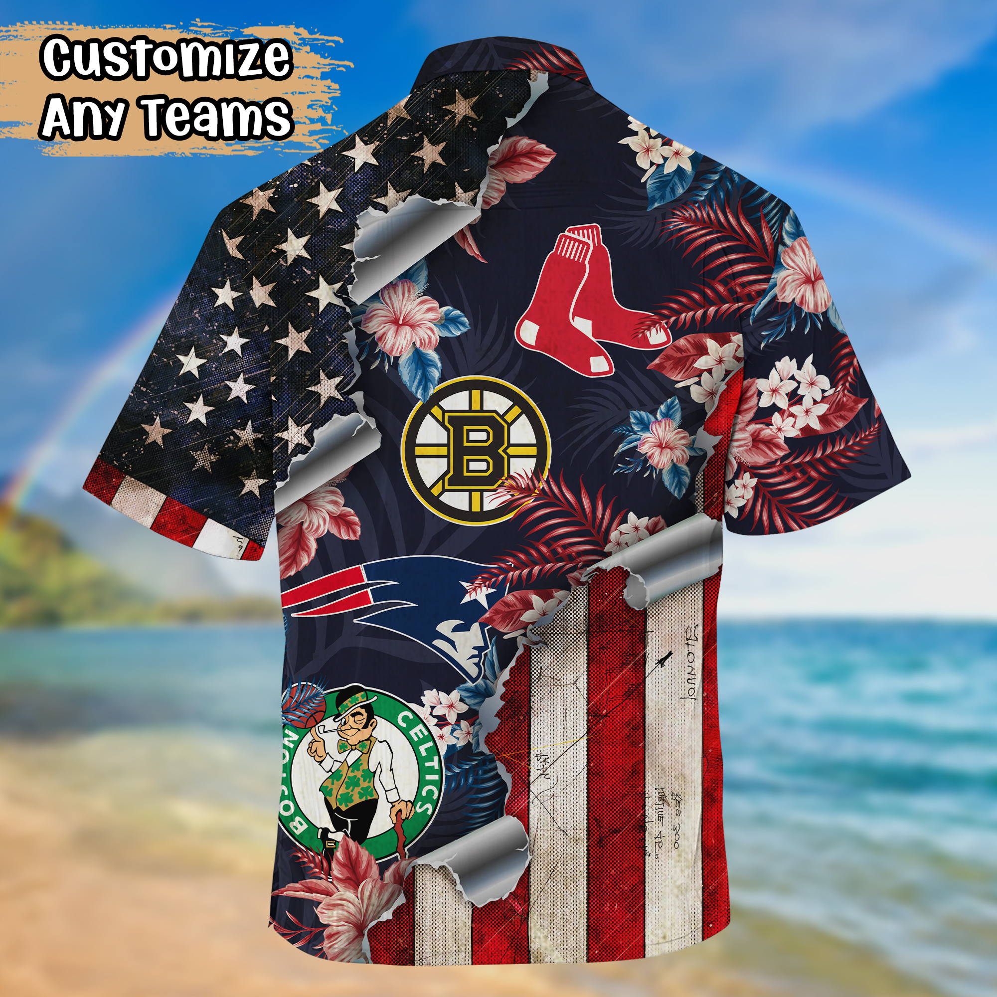 Massachusetts Sport Teams US Flag Independence Day Hawaiian Shirt