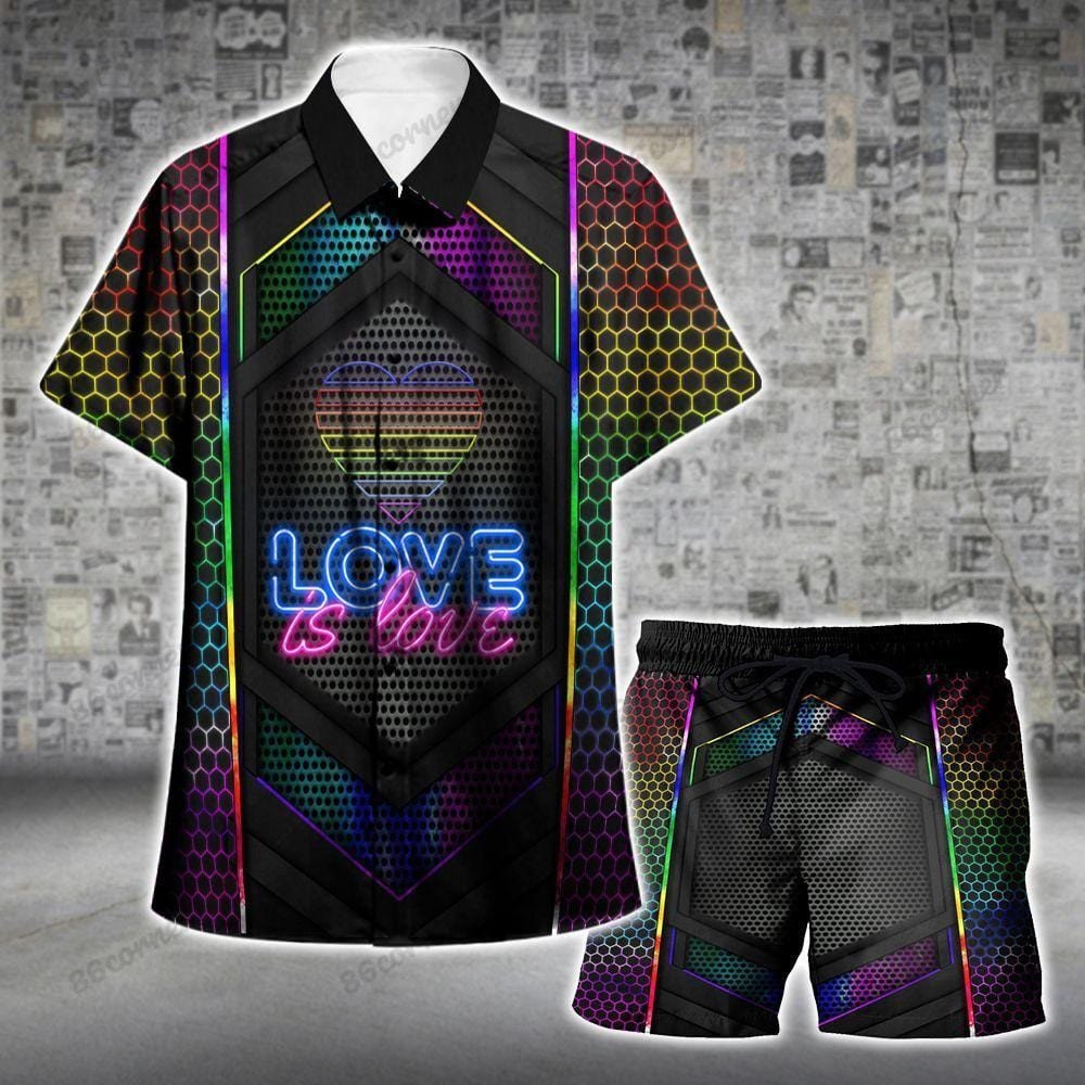 LGBT Pride Love Is Love Neon Hawaiian Shirts
