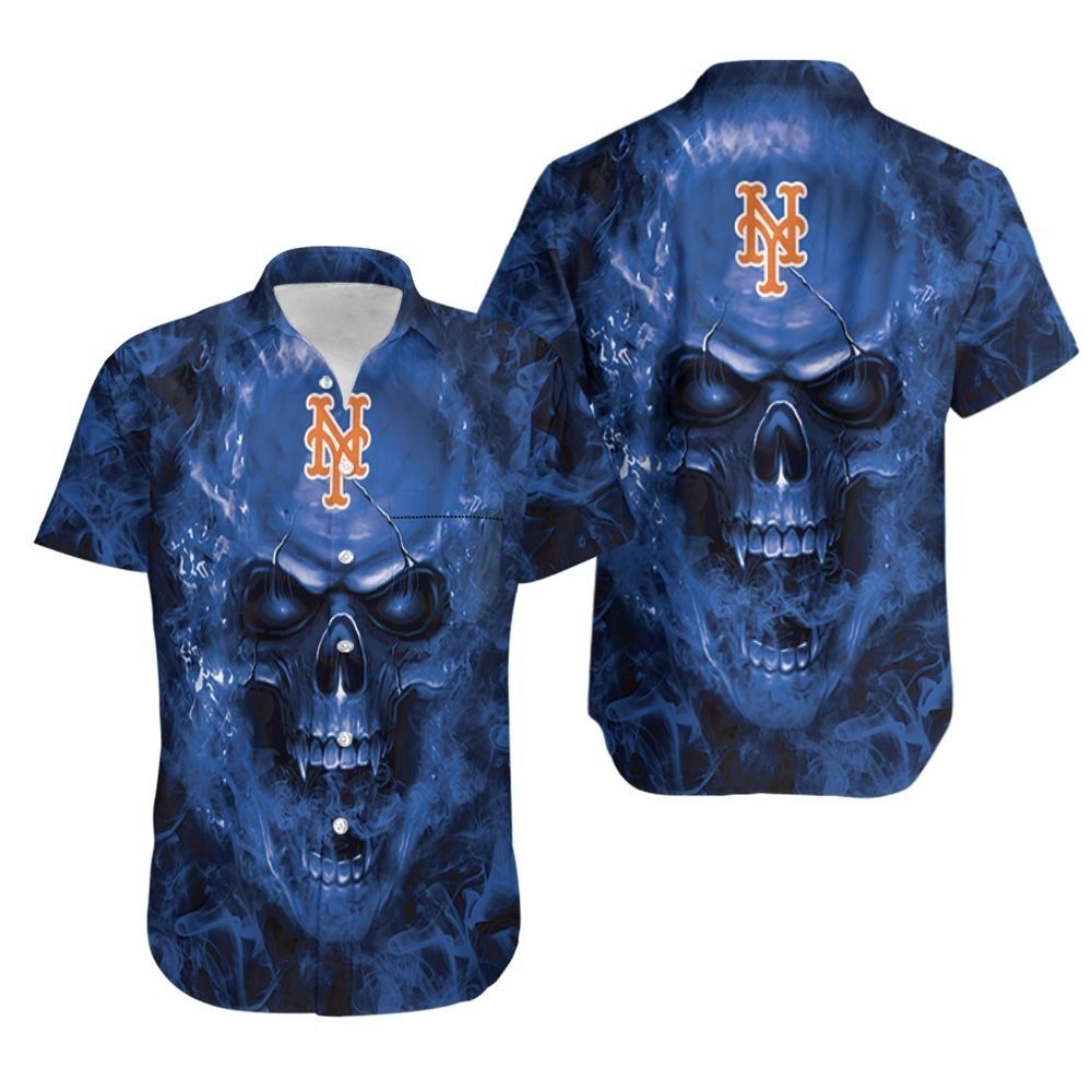 New York Mets MLB Skull Hawaiian Shirt