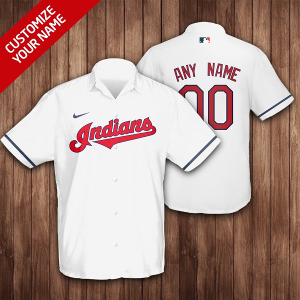 Cleveland Indians MLB White Personalized Hawaiian Shirt