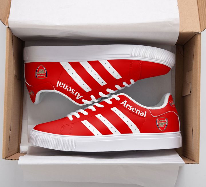 Arsenal Red And White Stan Smith Low Top Shoes