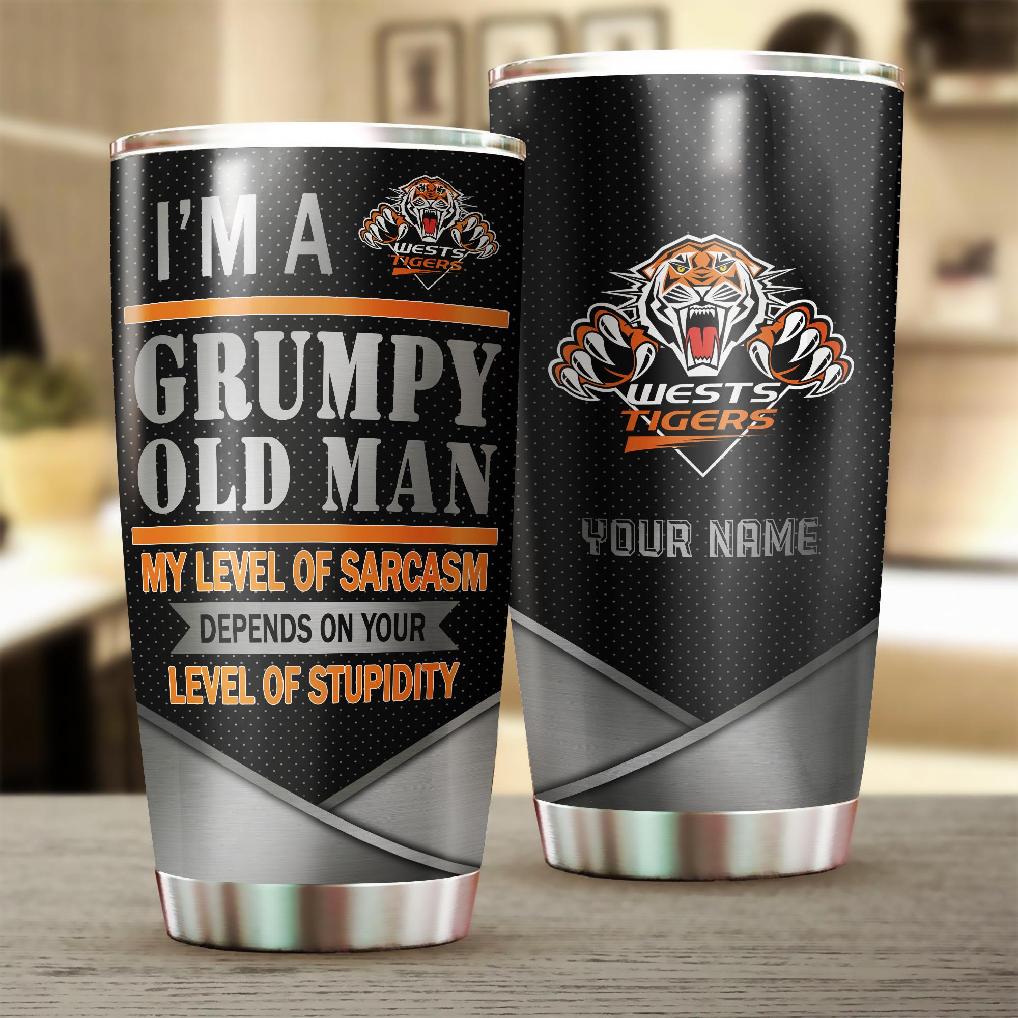 Wests Tigers I'm A Grumpy Old Man Custom Name Tumbler Cup