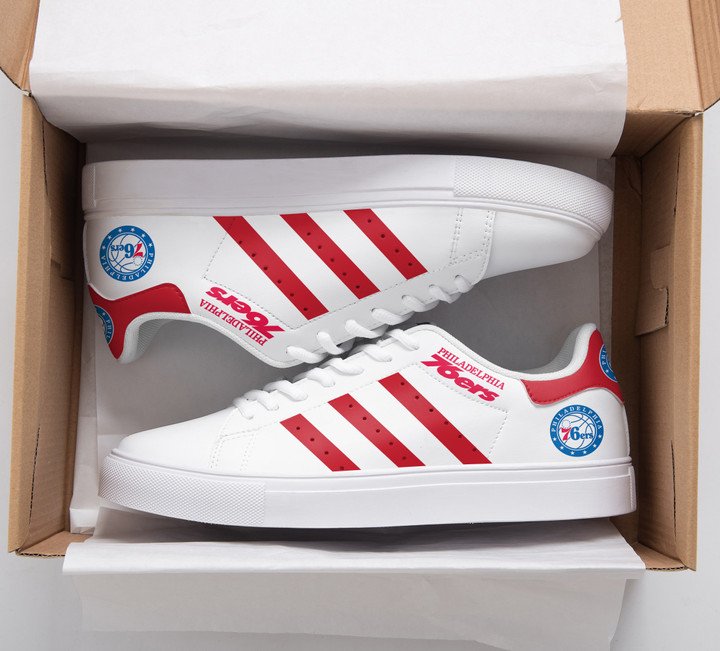 Philadelphia 76ers NBA Red And White Stan Smith Low Top Shoes