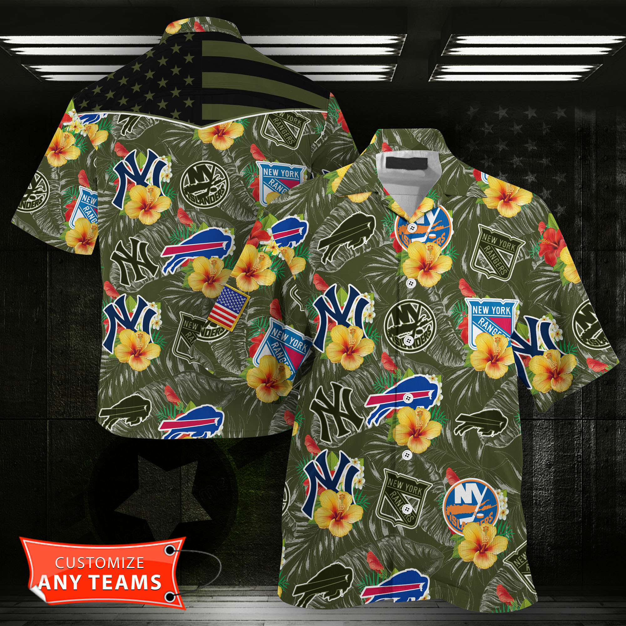 New York Sport Teams Camo Hawaiian Shirt