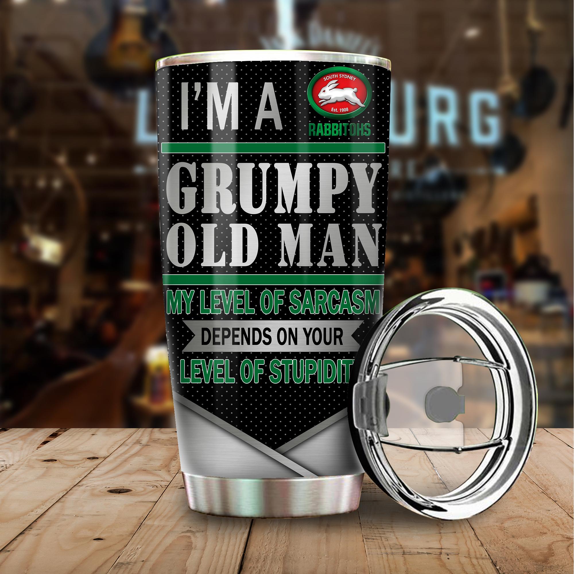 South Sydney Rabbitohs I’m A Grumpy Old Man Custom Name Tumbler Cup