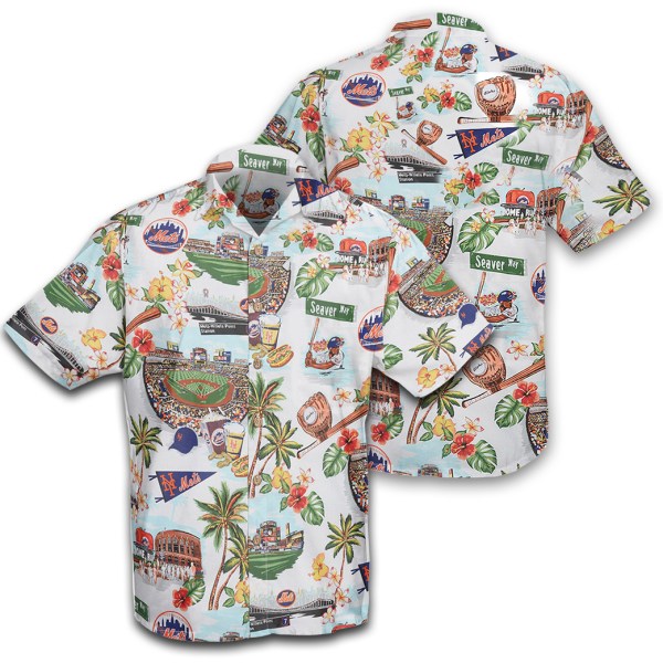 New York Mets MLB Logo Pattern Summer Hawaiian Shirt