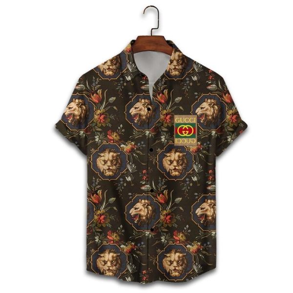 Gucci lion head hawaiian shirt and short