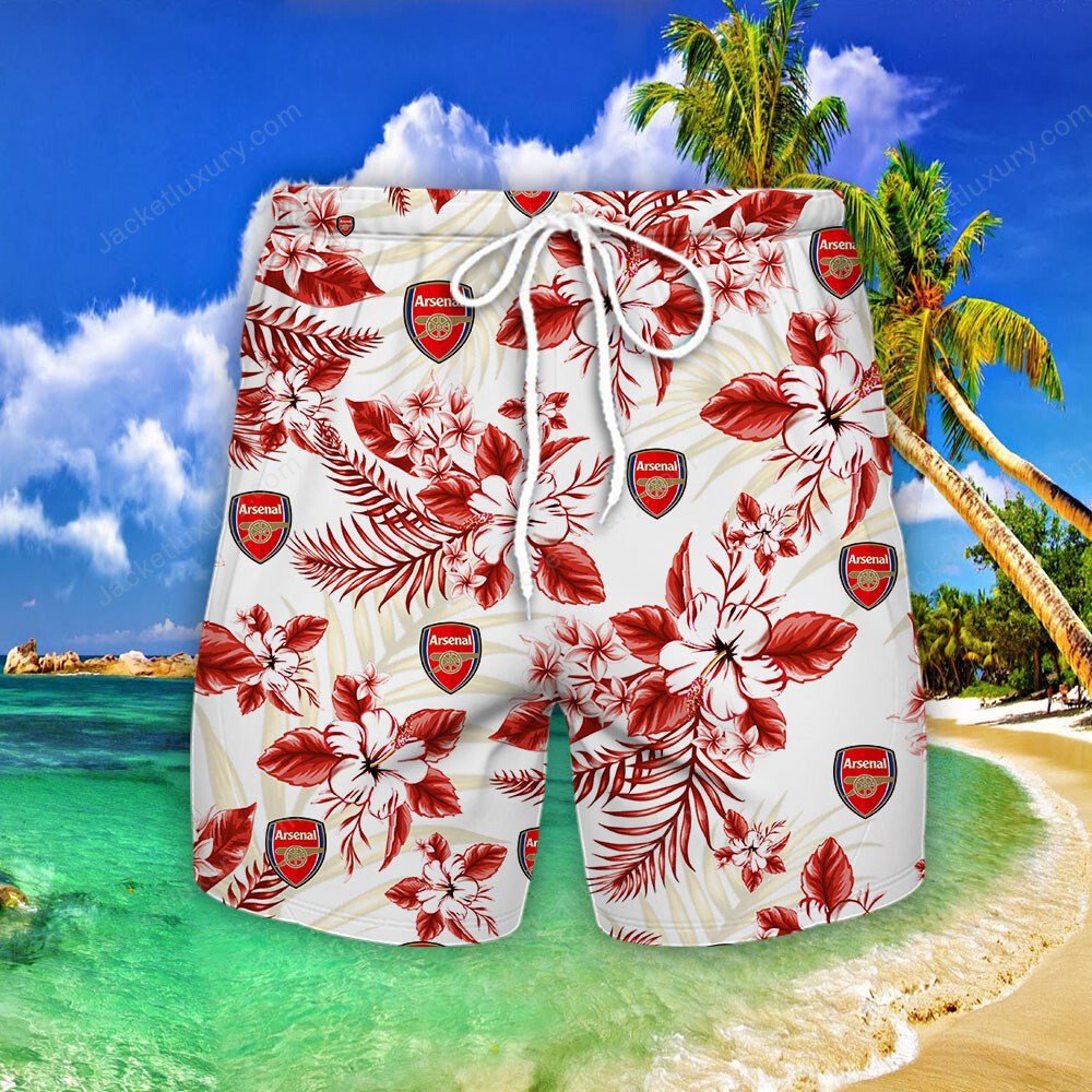 Arsenal FC red 2022 tropical summer hawaiian shirt