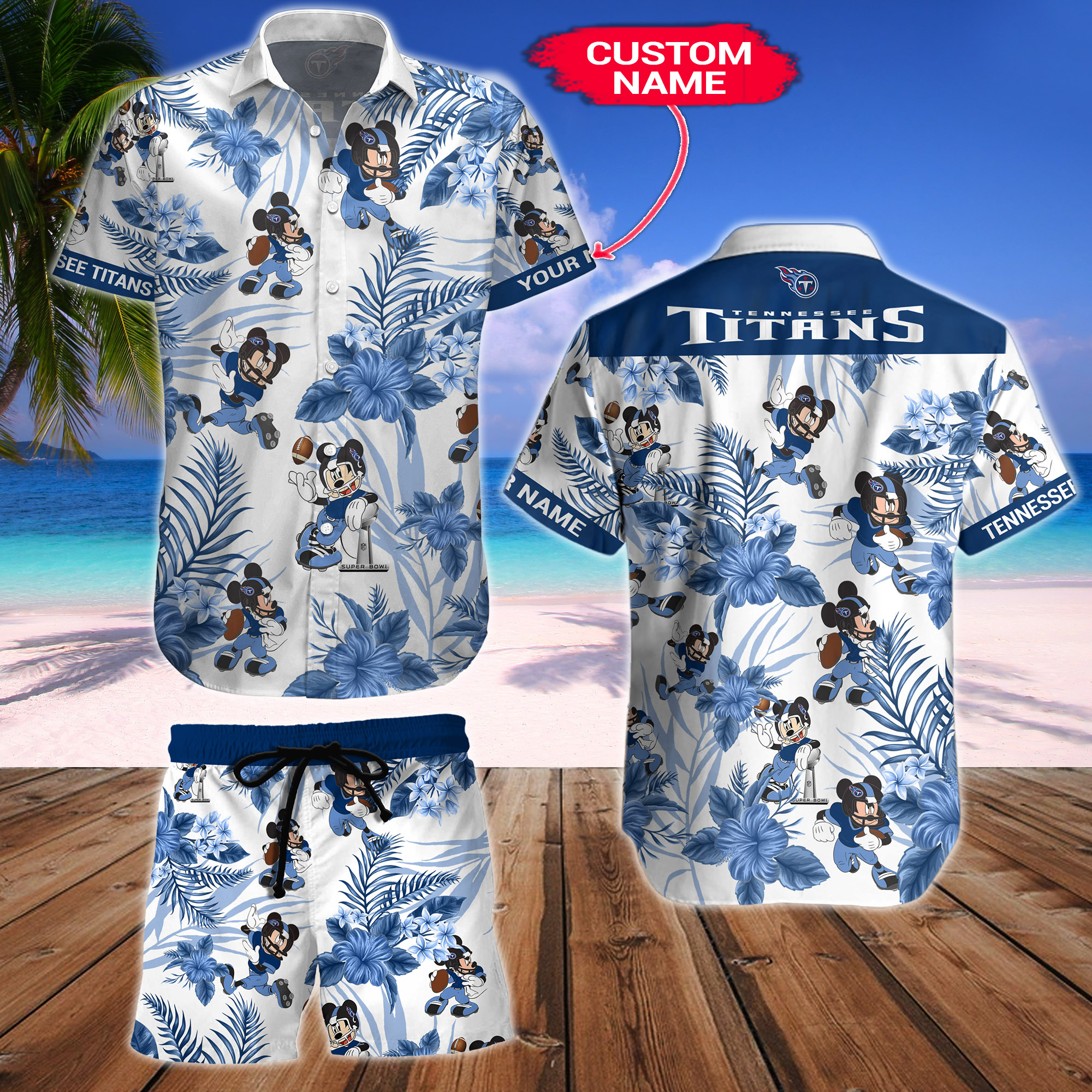 Tennessee Titans Mickey Custom Name Hawaiian Shirt