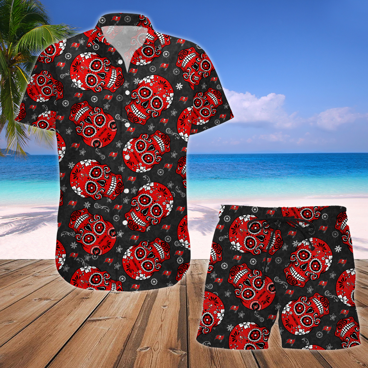 Tampa Bay Buccaneers Skull Hawaiian Shirt And Short