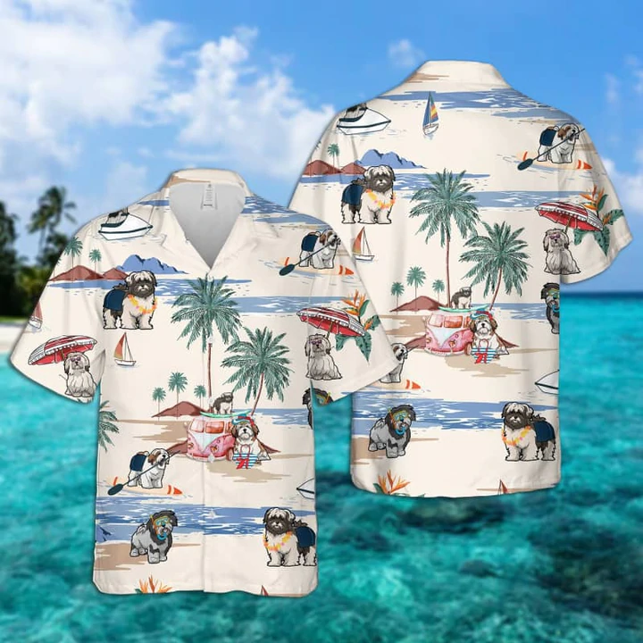 Lhasa Apso Summer Beach Aloha Hawaiian Shirt