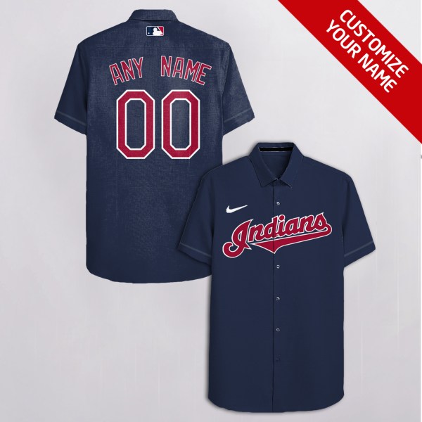 Cleveland Indians NFL Navy Personalized Hawaiian Shirt