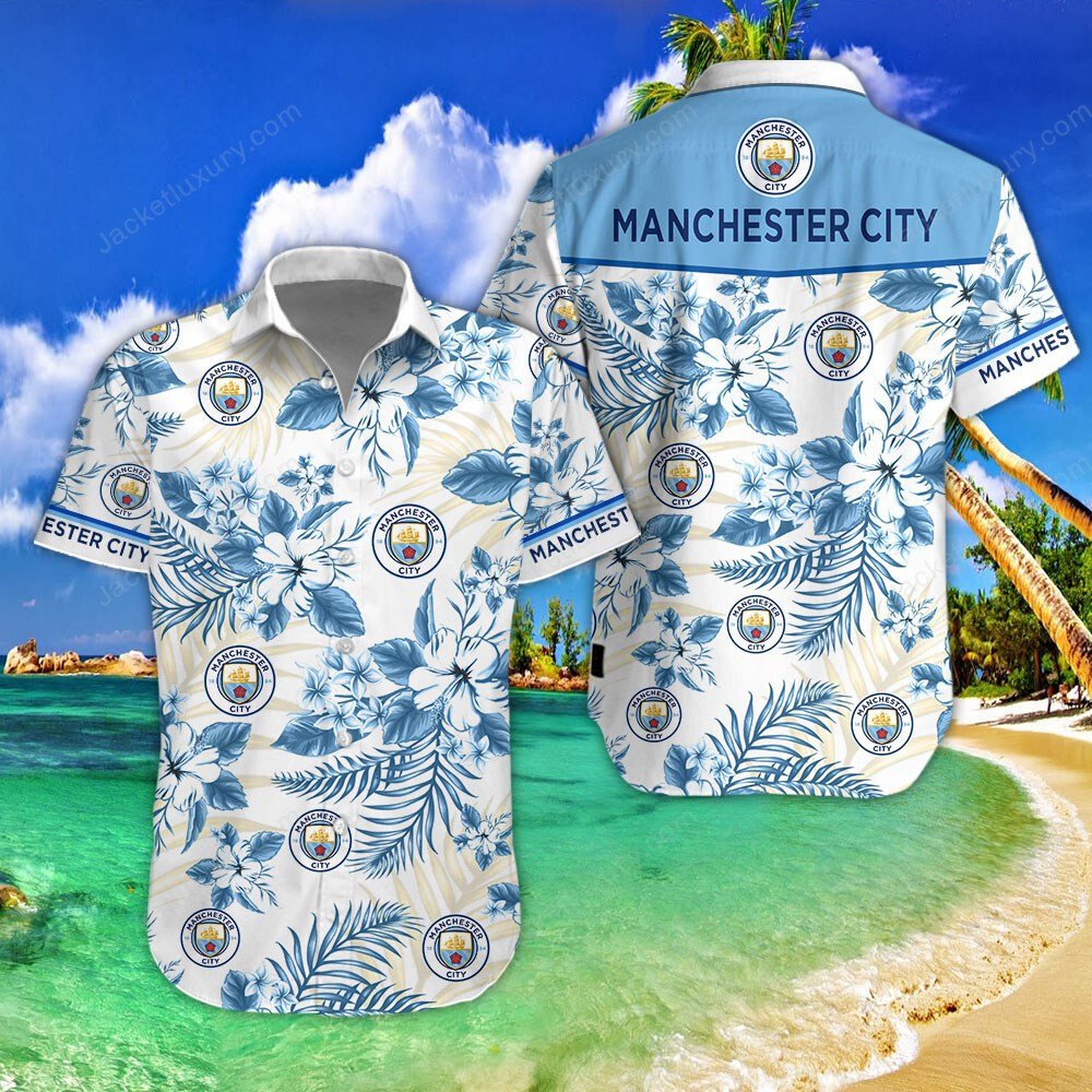 Manchester City FC blue 2022 tropical summer hawaiian shirt
