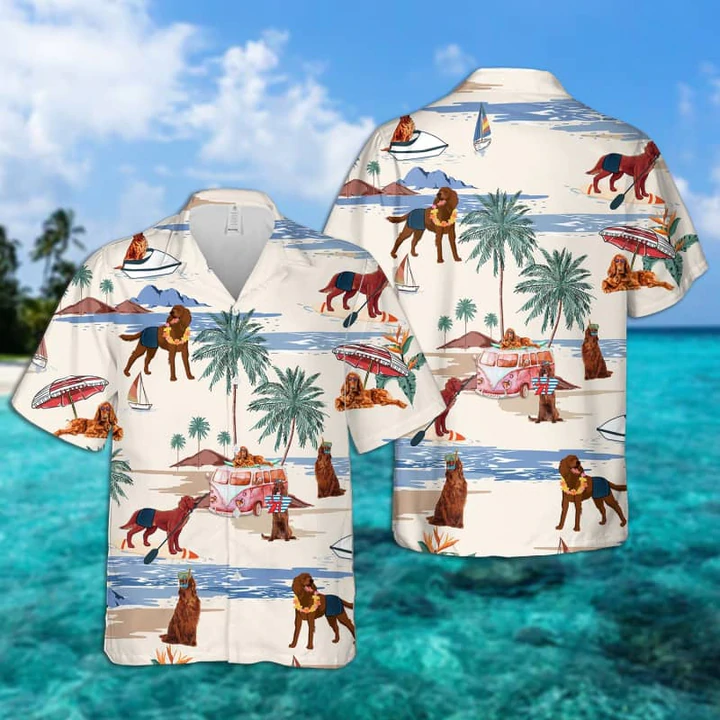 Irish Terrier Summer Beach Aloha Hawaiian Shirt