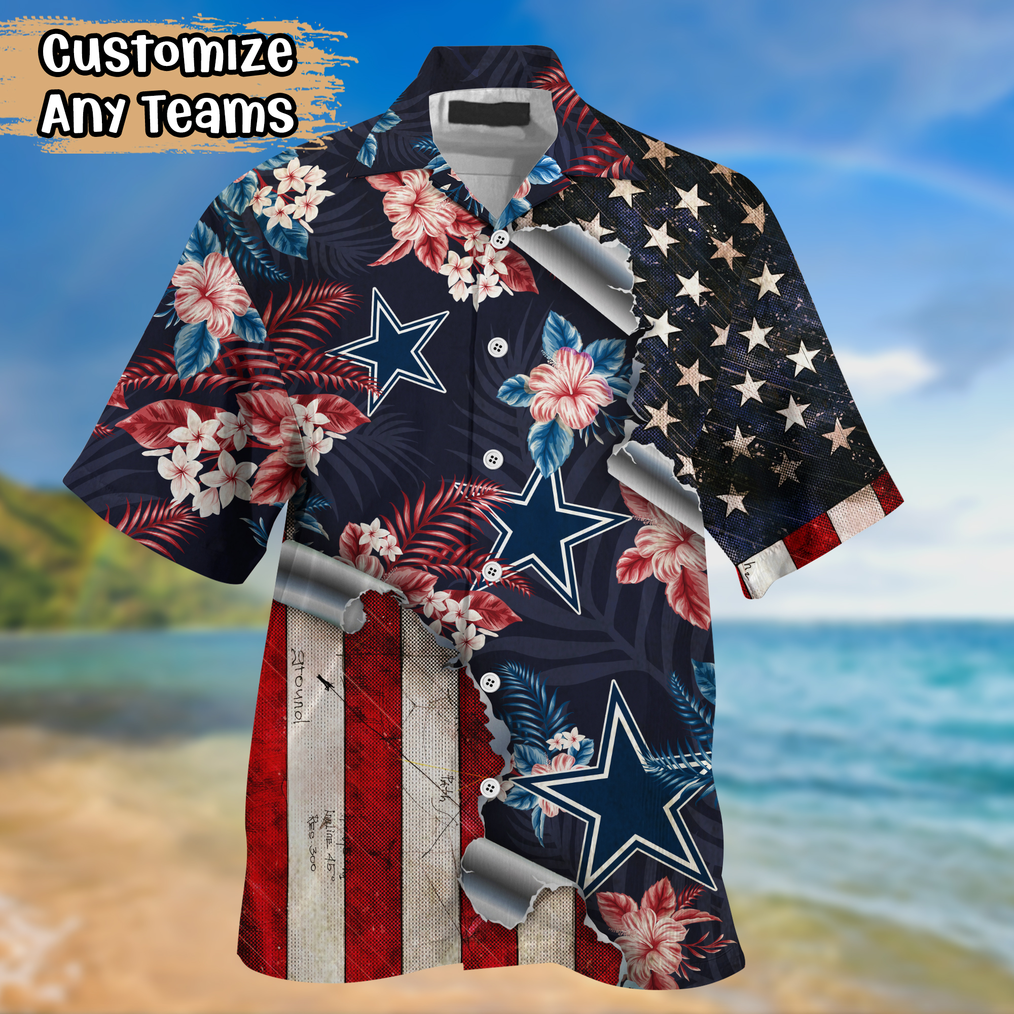Dallas Cowboys US Flag Independence Day Hawaiian Shirt
