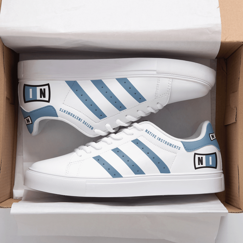 Native Instruments White Blue 3d Over Printed Stan Smith Shoes