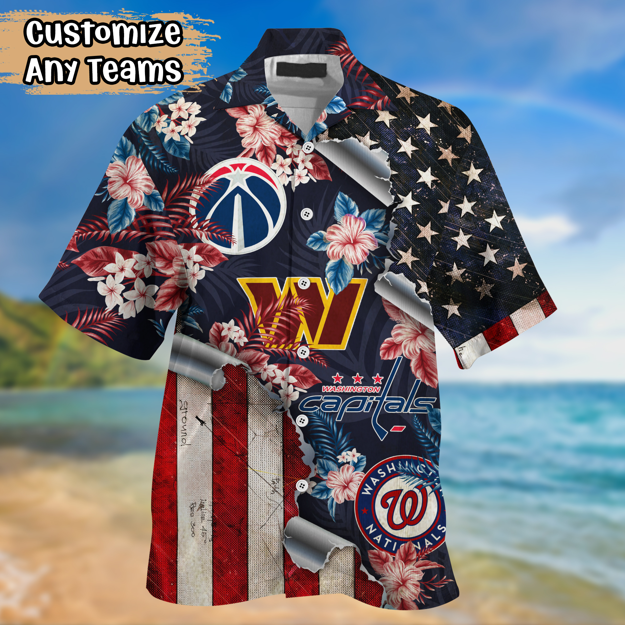 Washington Sport Teams US Flag Independence Day Hawaiian Shirt
