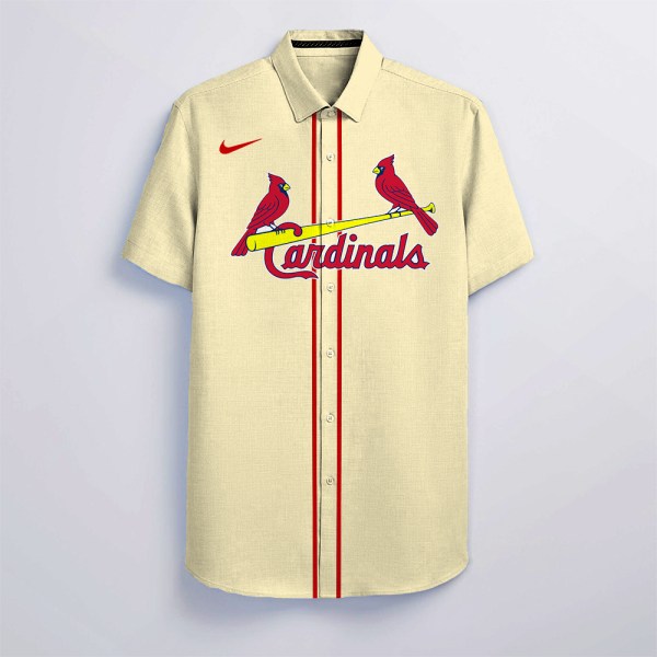 MLB Custom Name St Louis Cardinals Light Yellow Hawaiian Shirt