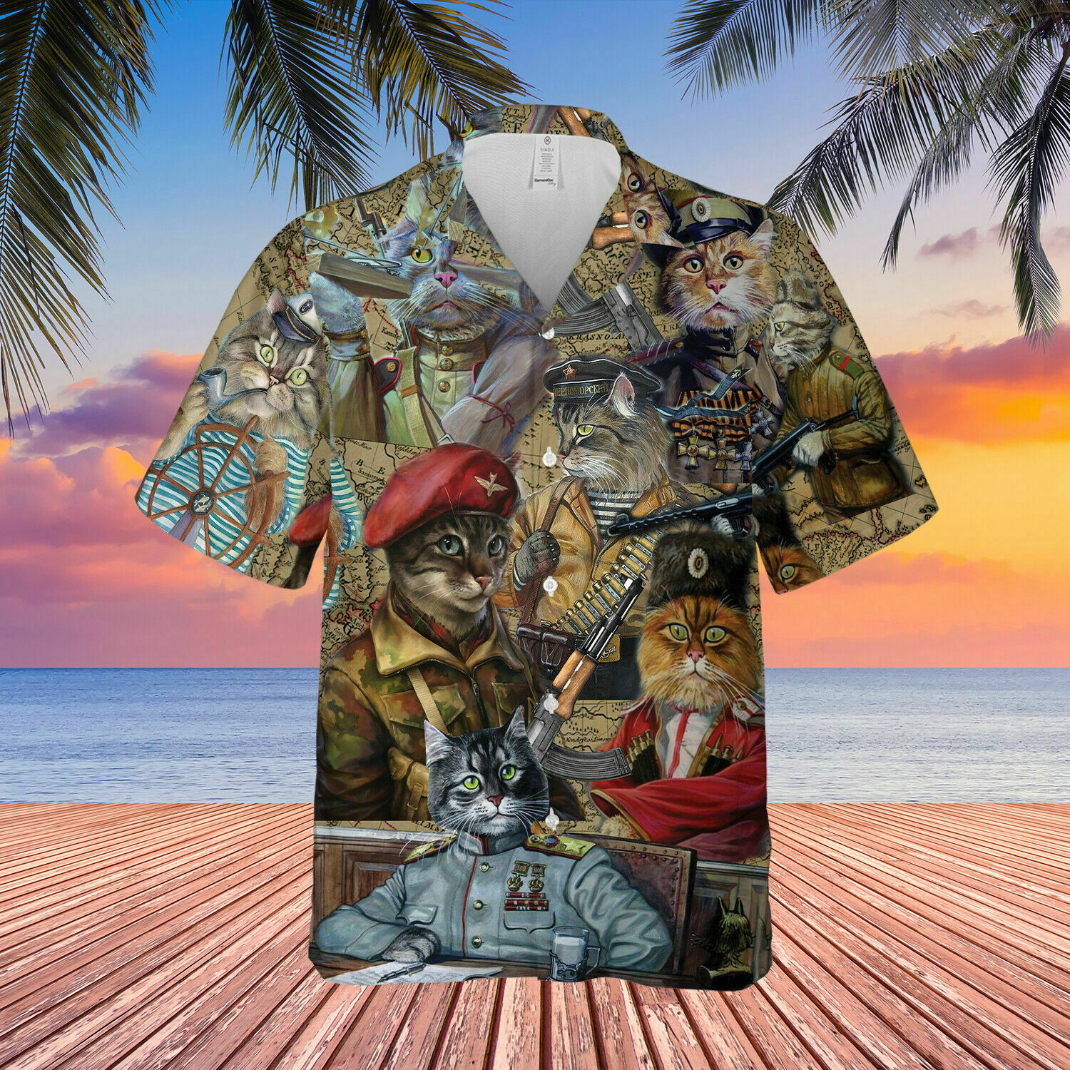 Soviet Cat Soldier Unisex Hawaiian Shirt