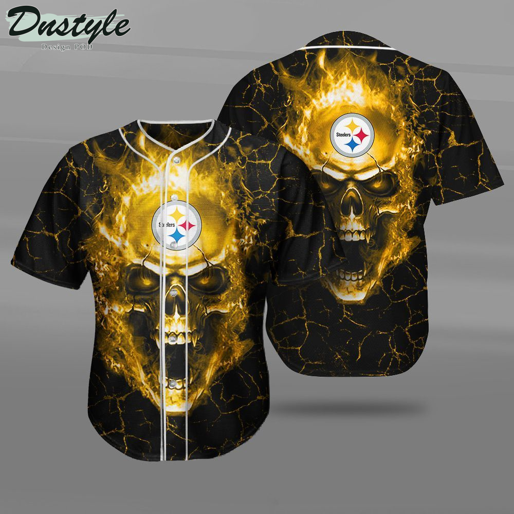 Pittsburgh Steelers Fire Skull Baseball Jersey