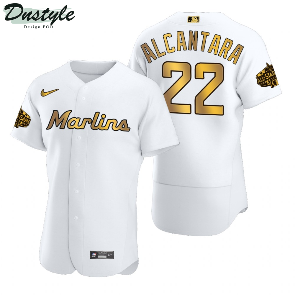 Miami Marlins Sandy Alcantara Authentic White Gold 2022 MLB All-Star Game Jersey