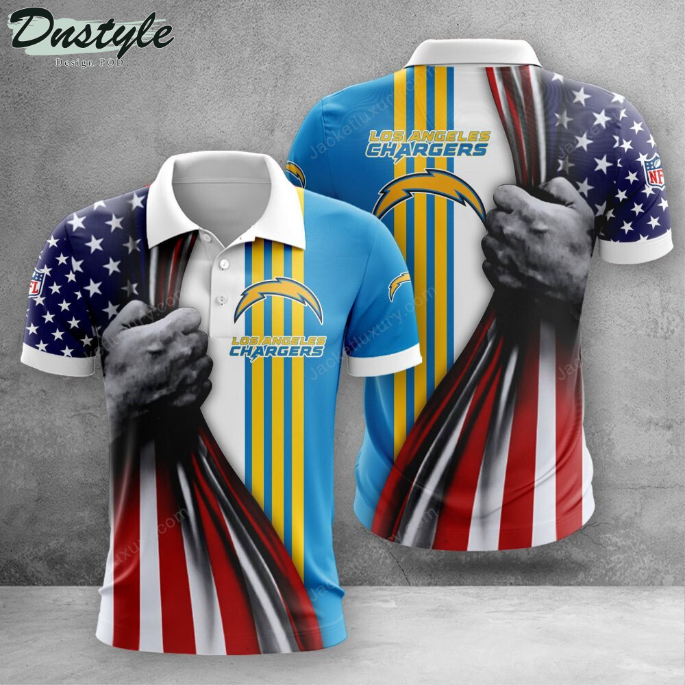 Los Angeles Chargers American Flag Polo Shirt