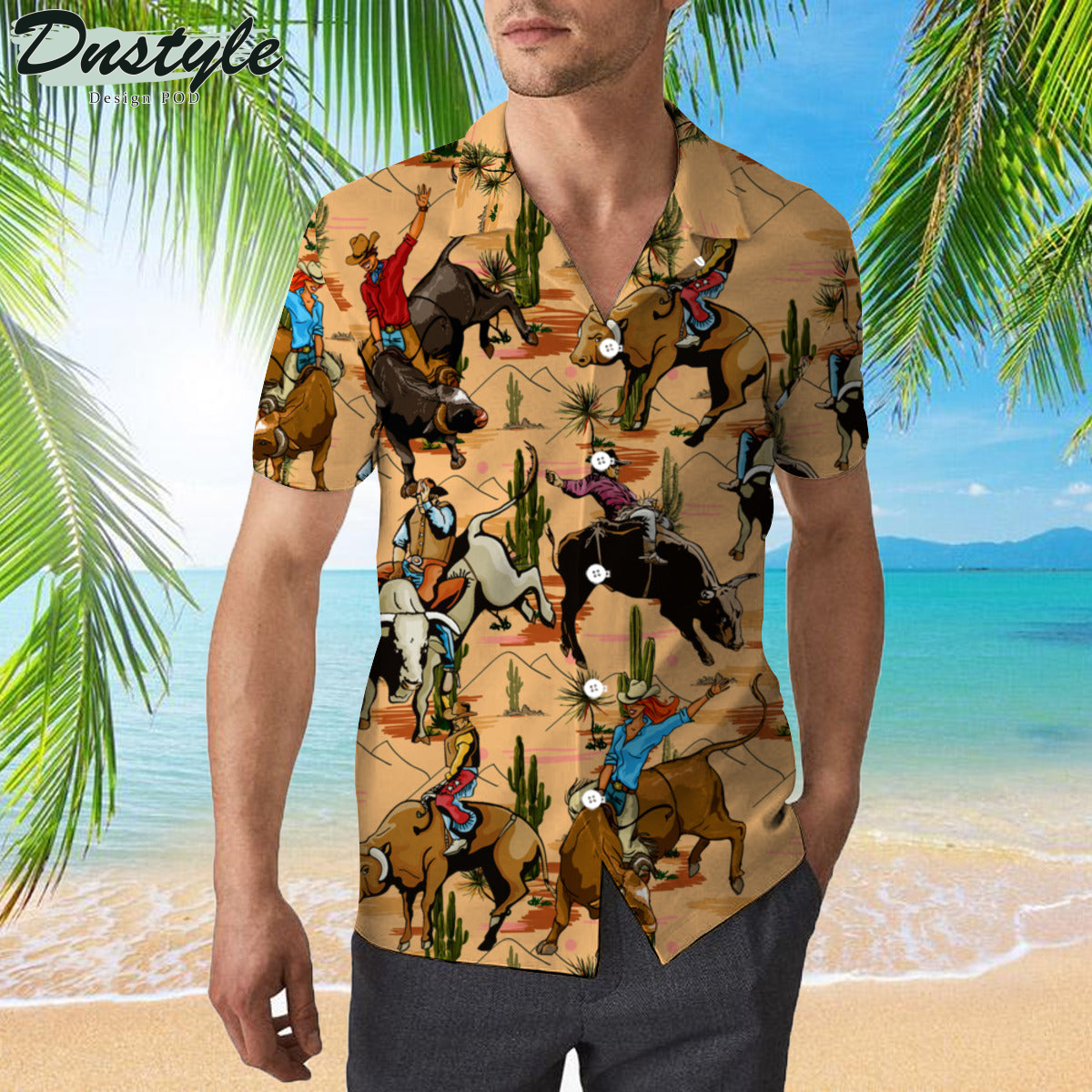 Bull Riding On Desert Hawaiian Shirt