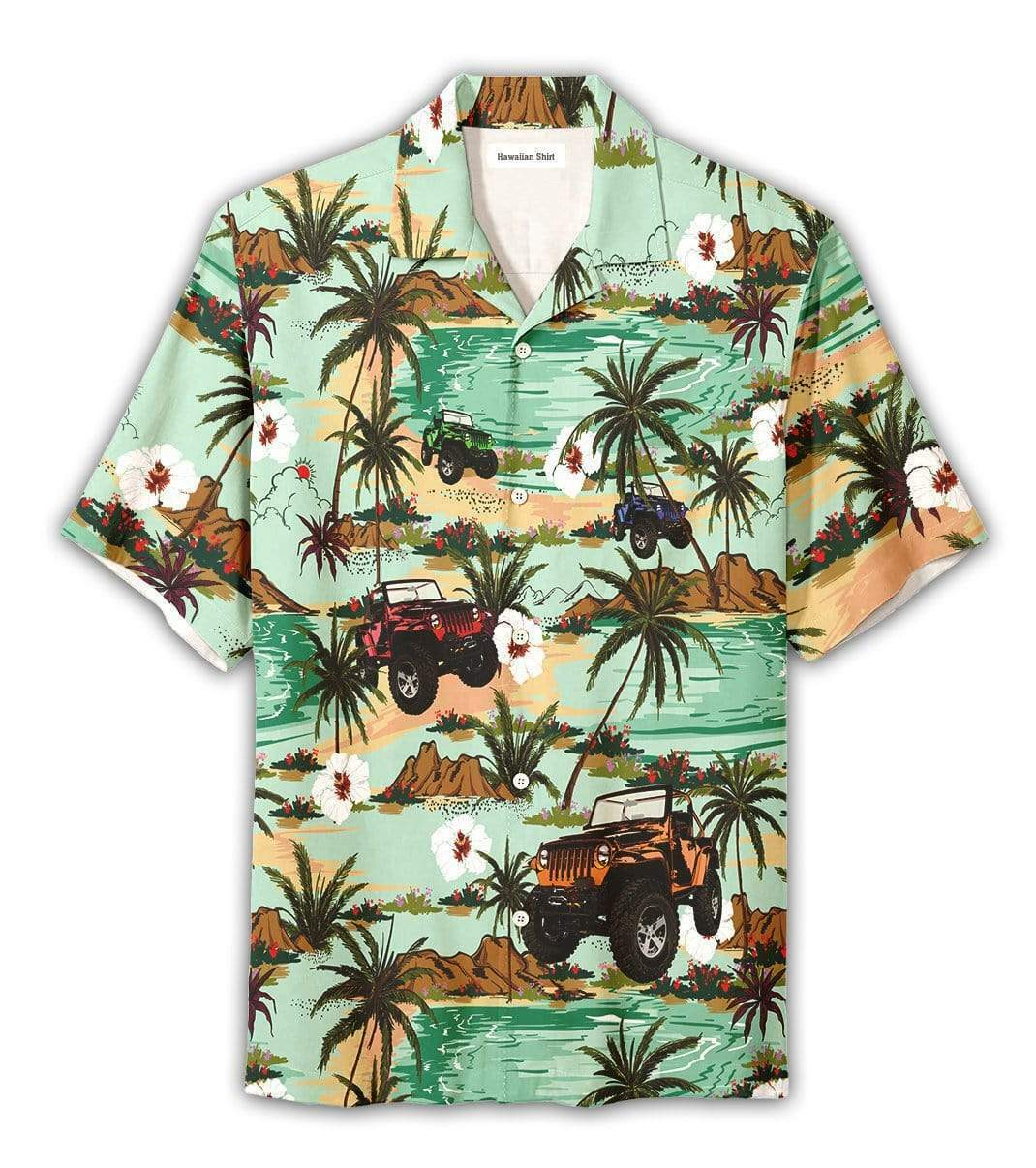 Awesome Jeep Tropical Green Brown Unisex Hawaiian Shirt