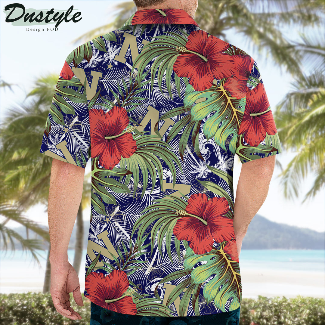 Navy Midshipmen Hibiscus Tropical Hawaii Shirt