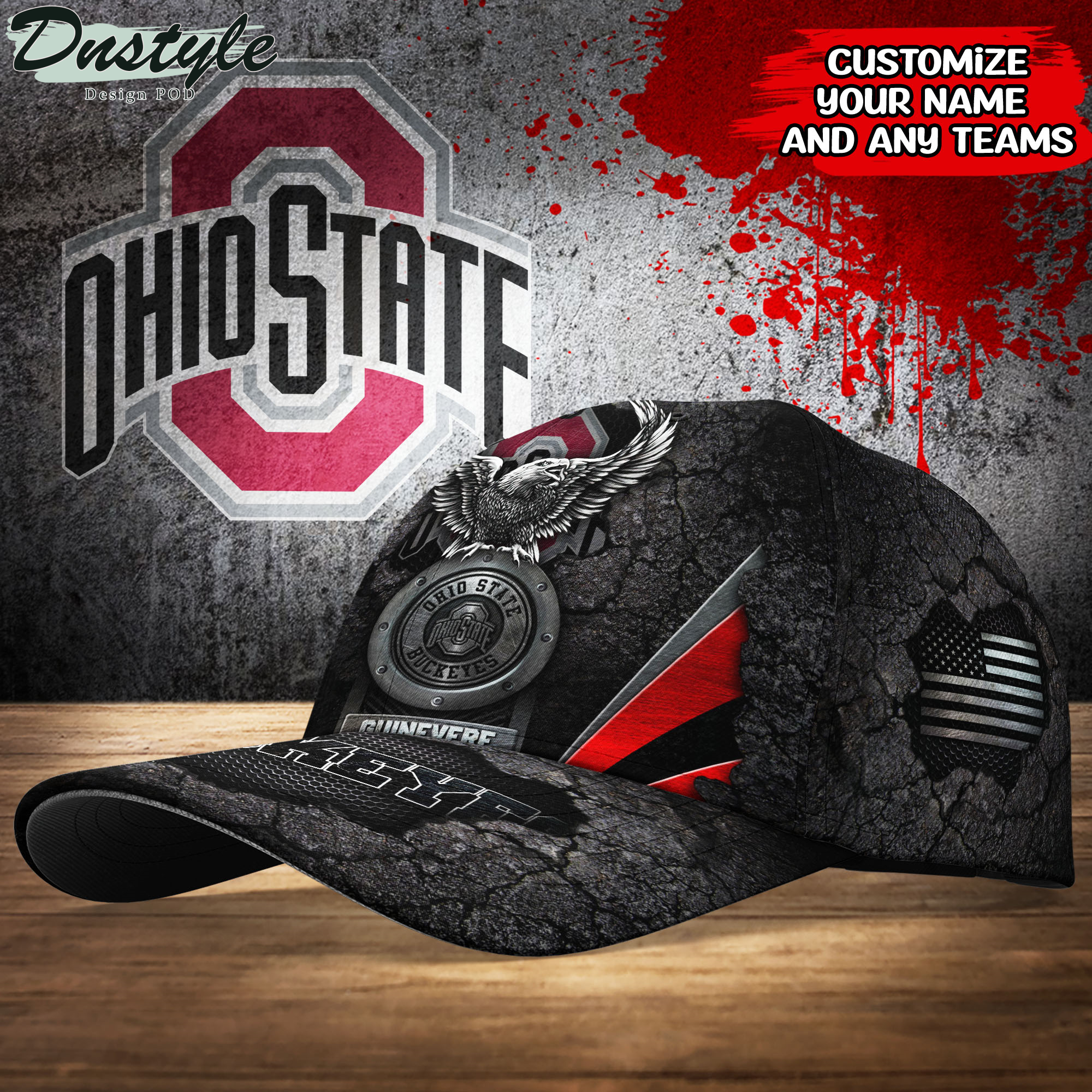 Ohio State Buckeyes Sports Team With American Eagle Badge Baseball Cap