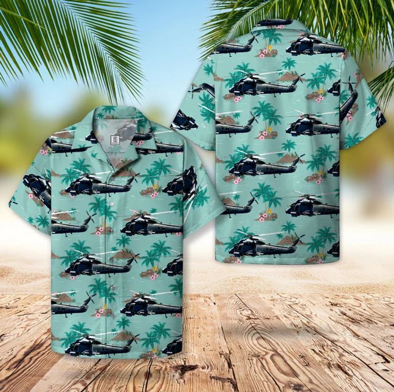 Royal New Zealand Navy Kaman Super Seasprite Palm Tree Hawaiian Shirt