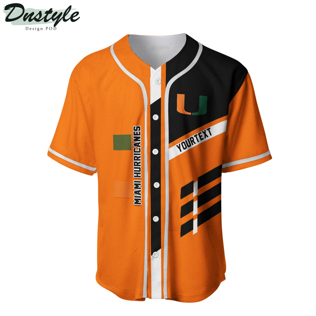 Miami Hurricanes Custom Name Baseball Jersey