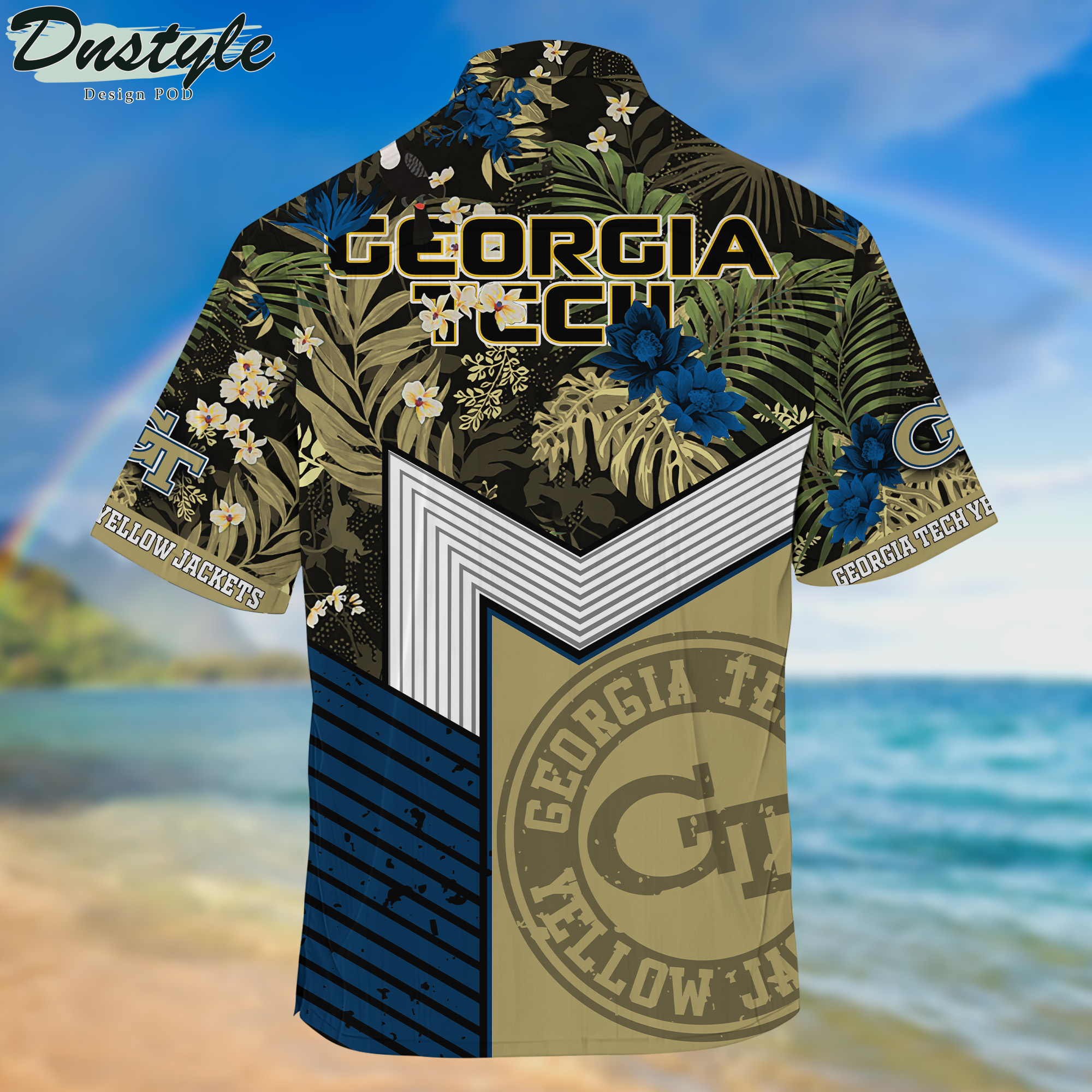 Georgia Tech Yellow Hawaii Shirt And Shorts New Collection