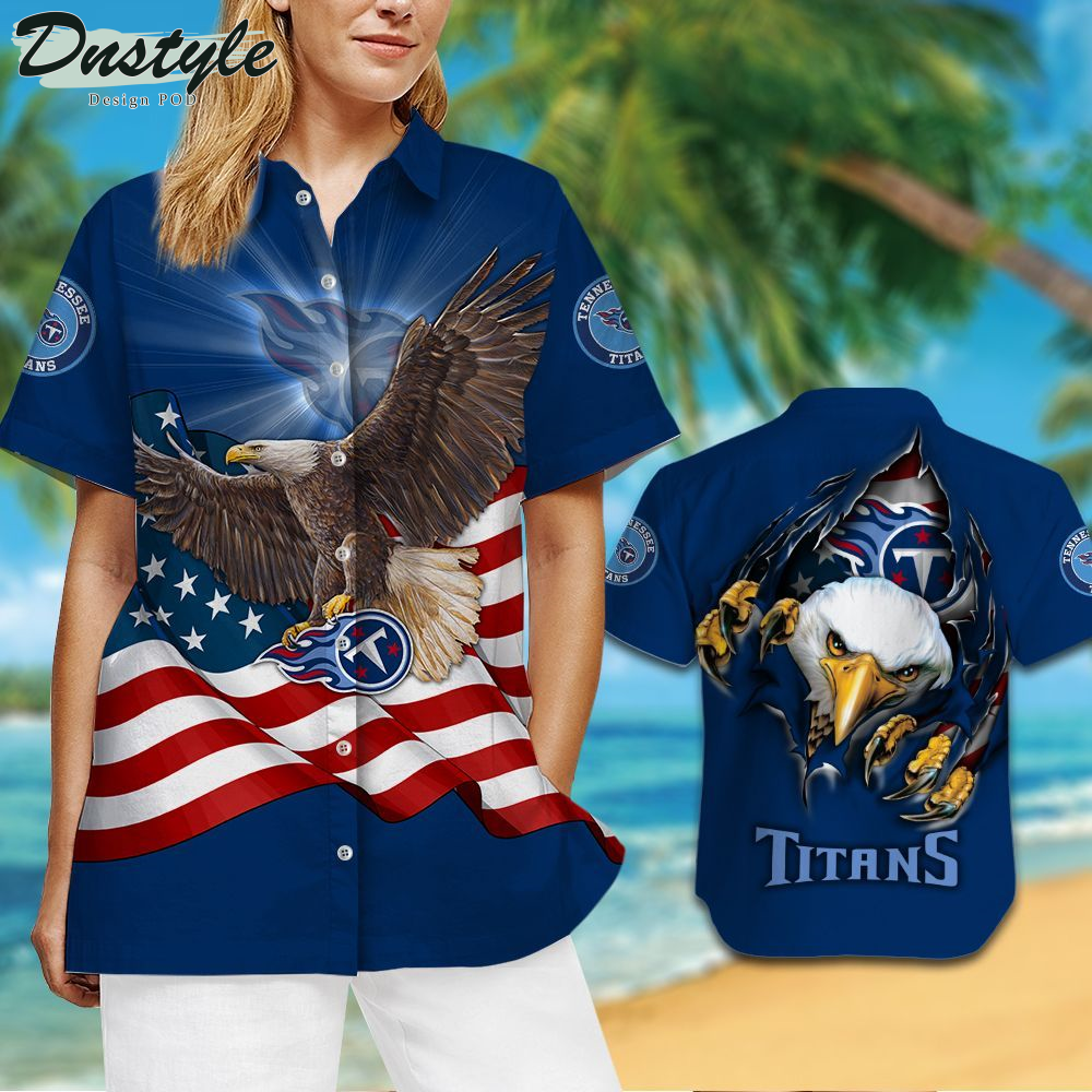 Tennessee Titans American Eagle NFL US Flag Hawaiian Shirts And Shorts